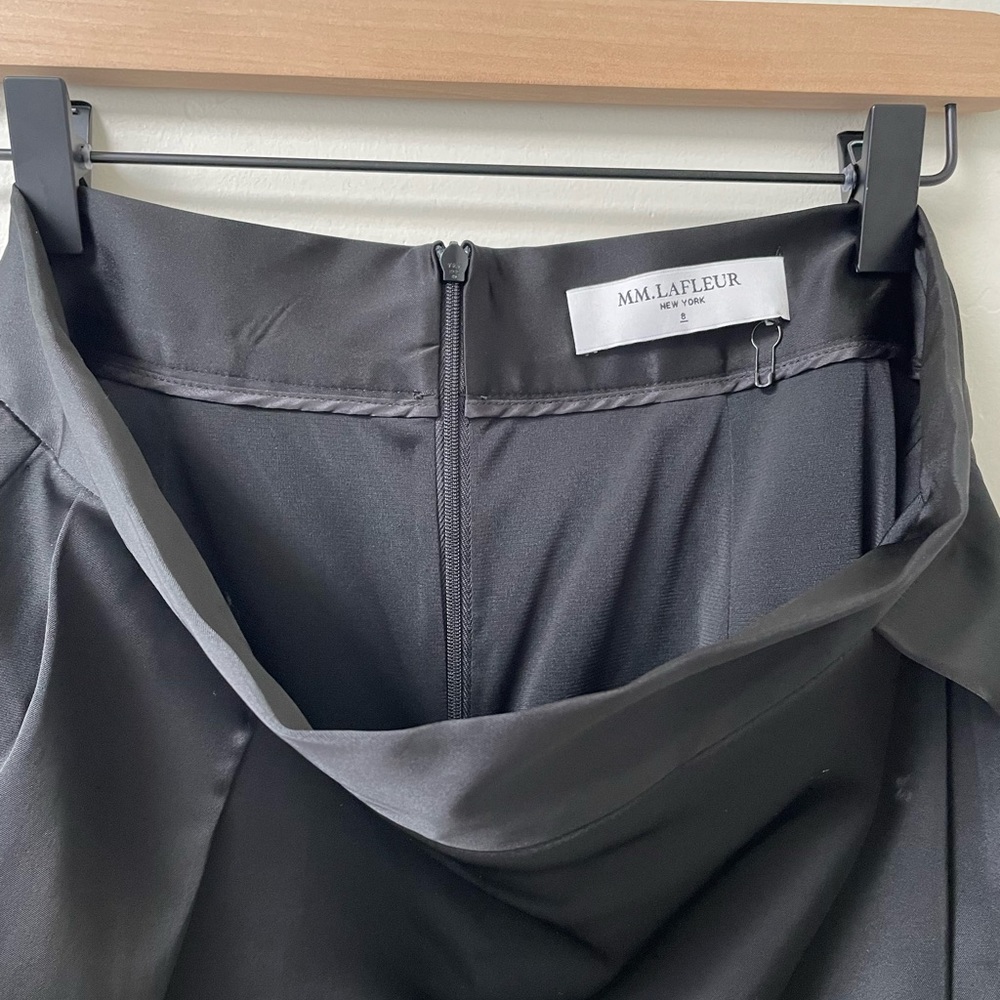 MM. Lafleur Perry Satin Faux Wrap‎ Lined Black Pencil Skirt - Picture 5 of 8